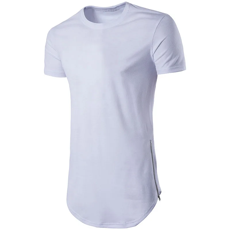 Мужская футболка с коротким рукавом облегающая хлопковая длинная модная