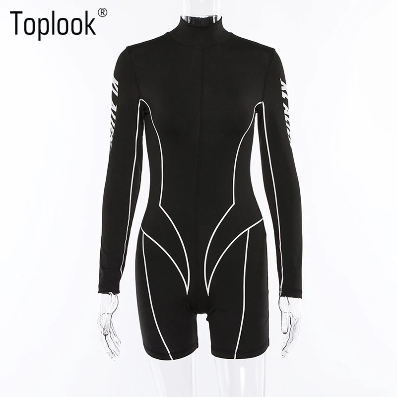 Женский комбинезон с высоким воротом черный длинным рукавом 2019 | Женская одежда