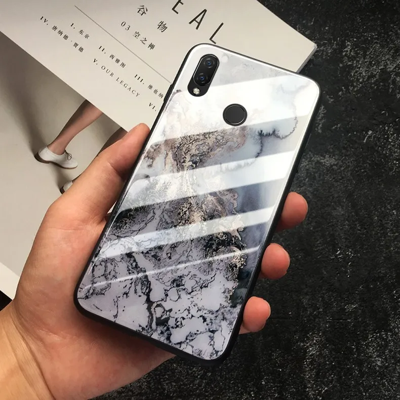 Marble Tempered Glass Case for Huawei Nova 2 Plus 2S 2i 3 3i 3E 4 E P20 Lite P20pro Y9 2018 2019 Phone Cover |