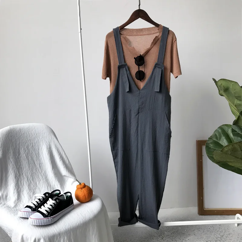 Летняя Новинка 2017 г. комбинезон женские Комбинезоны старинные карманы без