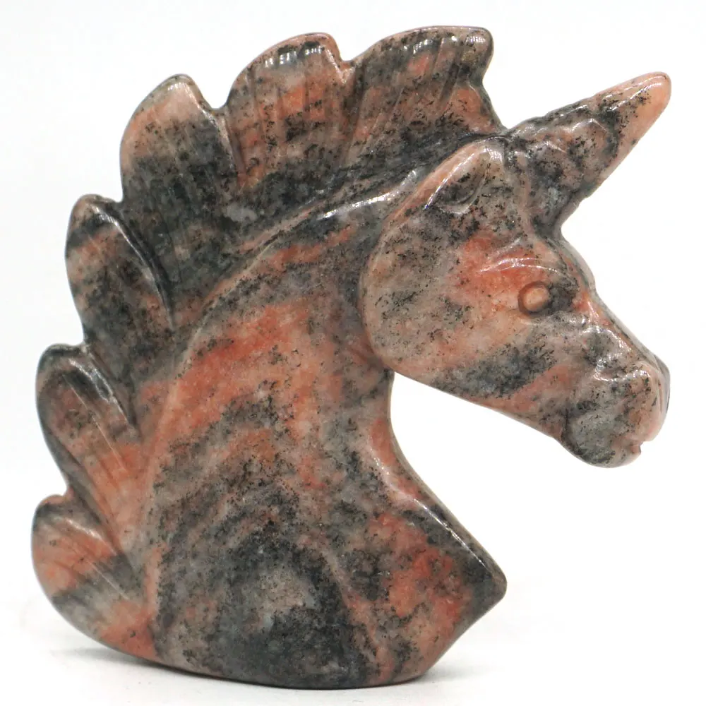 Голова Единорога искусственная яшма зебры природная красная исцеляющая энергия