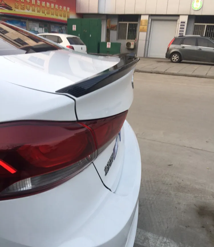 Подходит для hyundai Elantra спойлер Спорт ABS Материал Черный Белый из углеродного волокна заднего крыла Спойлер на крышке багажника