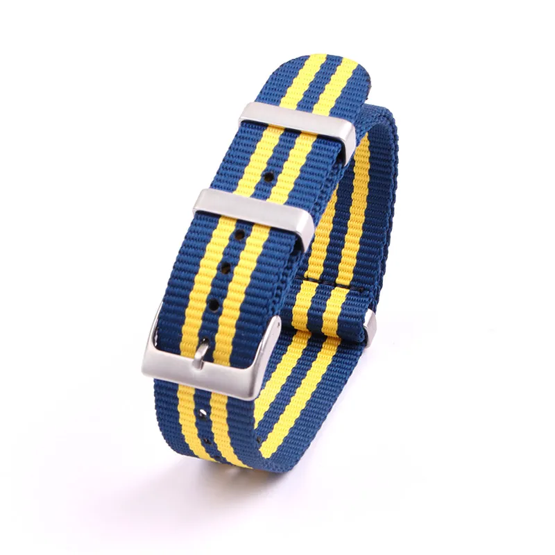 blue yellow Спортивный нейлоновый ремешок для часов универсальный ремешок для часов Omega Hamilton Seamaster Calibre Браслеты Аксессуары 20 мм 22 мм Zulu Nato 007 - Цвет ремешка: blue yellow