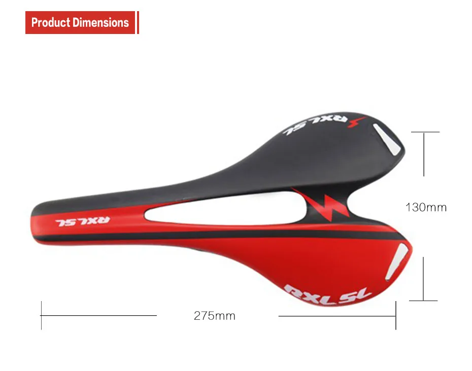 RXL SL Ultralight Carbon Fibre Saddle Bike Seat Saddle Carbon Bicycle Saddle Road/ MTB Bike Cycling Seat Cushion Bike Part RED