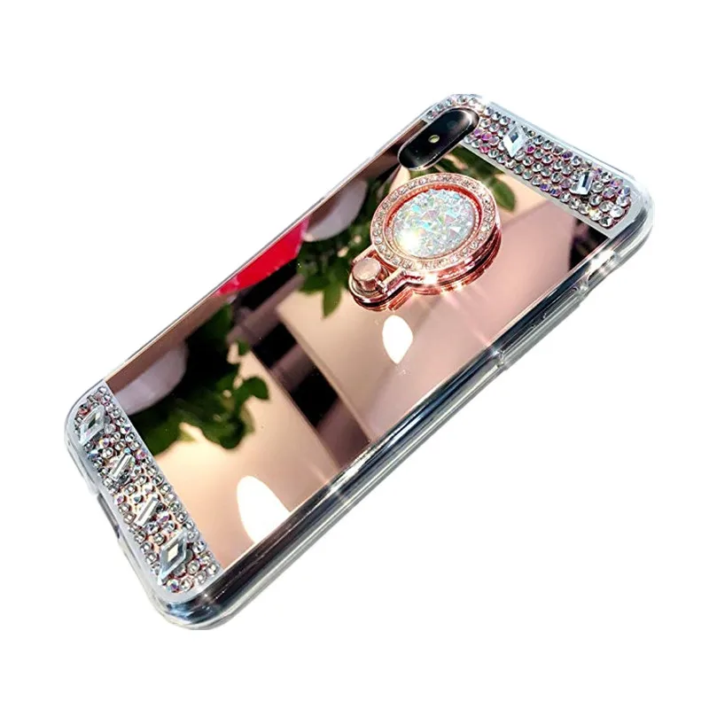 Лучший подарок зеркальный блестящий чехол со стразами для iPhone X XS Max Apple XR 6 6S 7 8 Plus 5