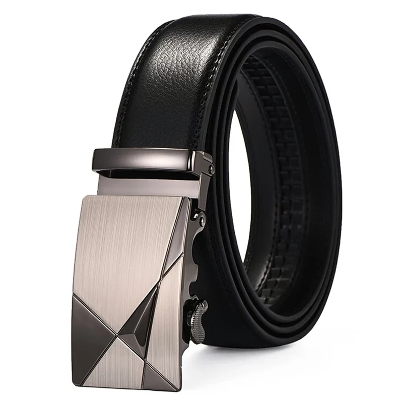 

High Quality Genuine Leather Men's Belts Metal Automatic Buckle Leather Strap Business Belt Luxury cinturon hombre drop shipping