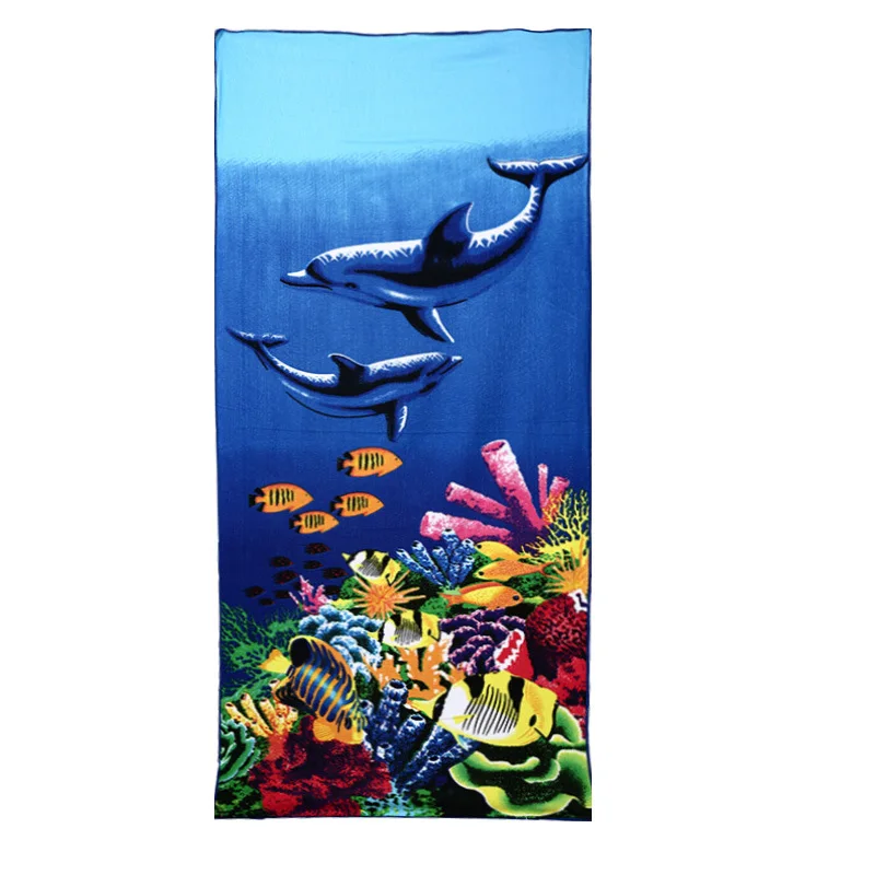 

2020 new hot Sale seabed dolphin Large microfiber beach towel reactive printing summer bath towel gift 70*140cm