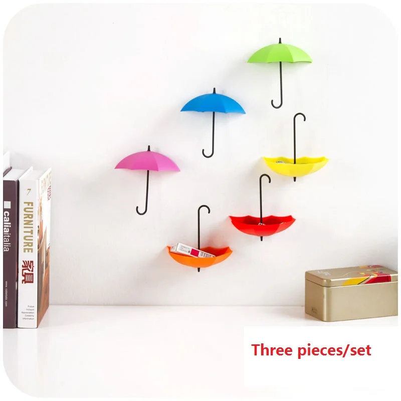 6pcs/set Creative Colorful Key Hanger Rack Bathroom Seamless Wall Decorative Umbrella Shaped Accessories Holder Tools |