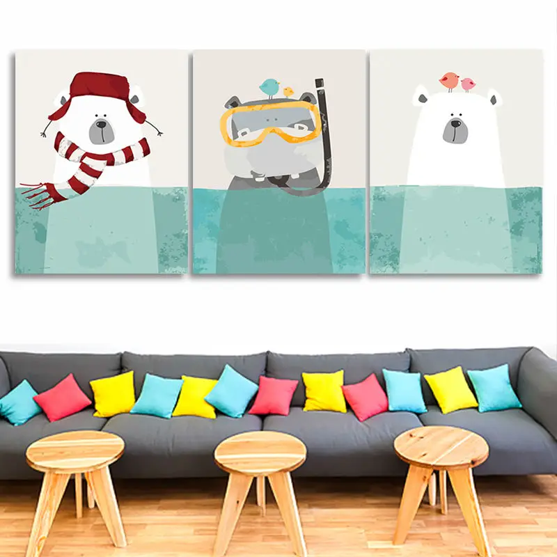 Раскраска по номерам милый медведь Модульная картина цифровая сделай сам маслом