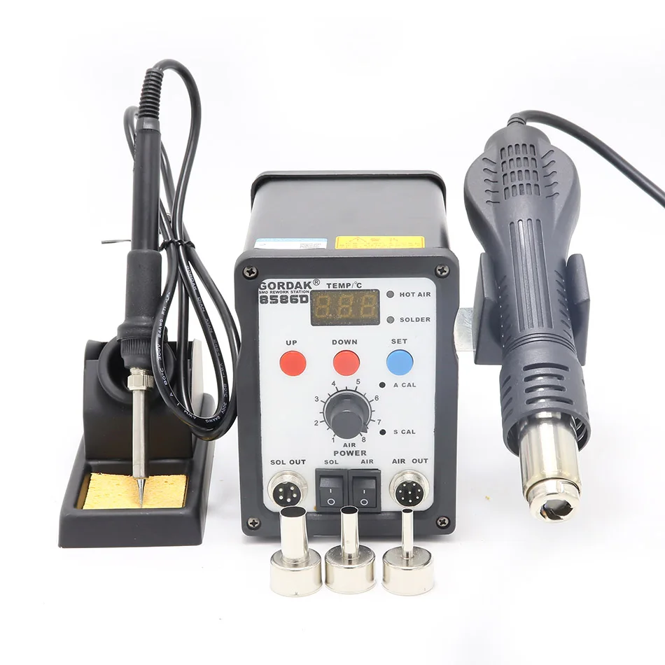 Package A GORDAK 8586D два в одном цифровой антистатический Высокоточный горячий воздушный пистолет двойного назначения контроль температуры горячего воздуха паяльная станция - Цвет: Package A