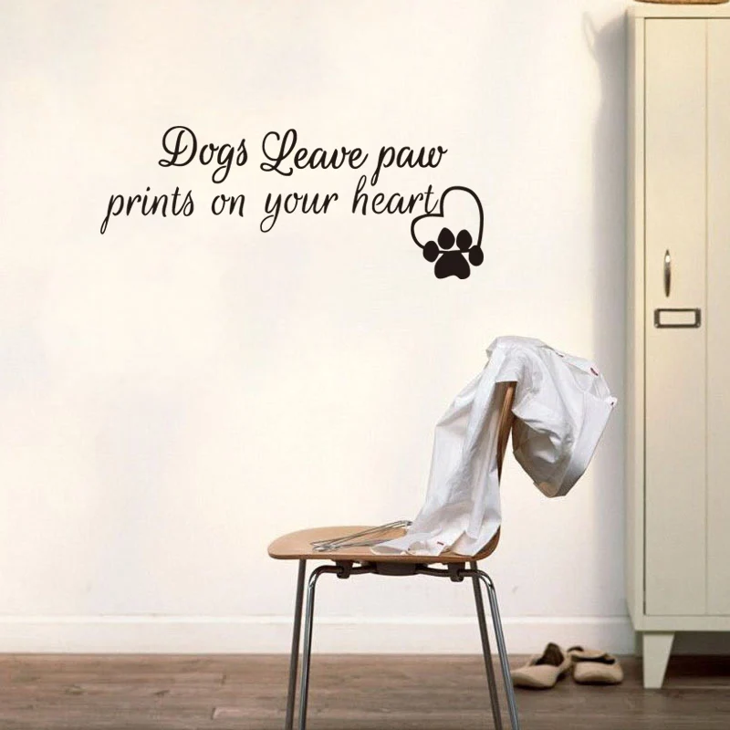 DCTOP Dogs Leave Paw Fashion Wall Sticker Prints On Your Heart Quotes Home Decor Art Decals Removable Vinyl Stickers | Дом и сад