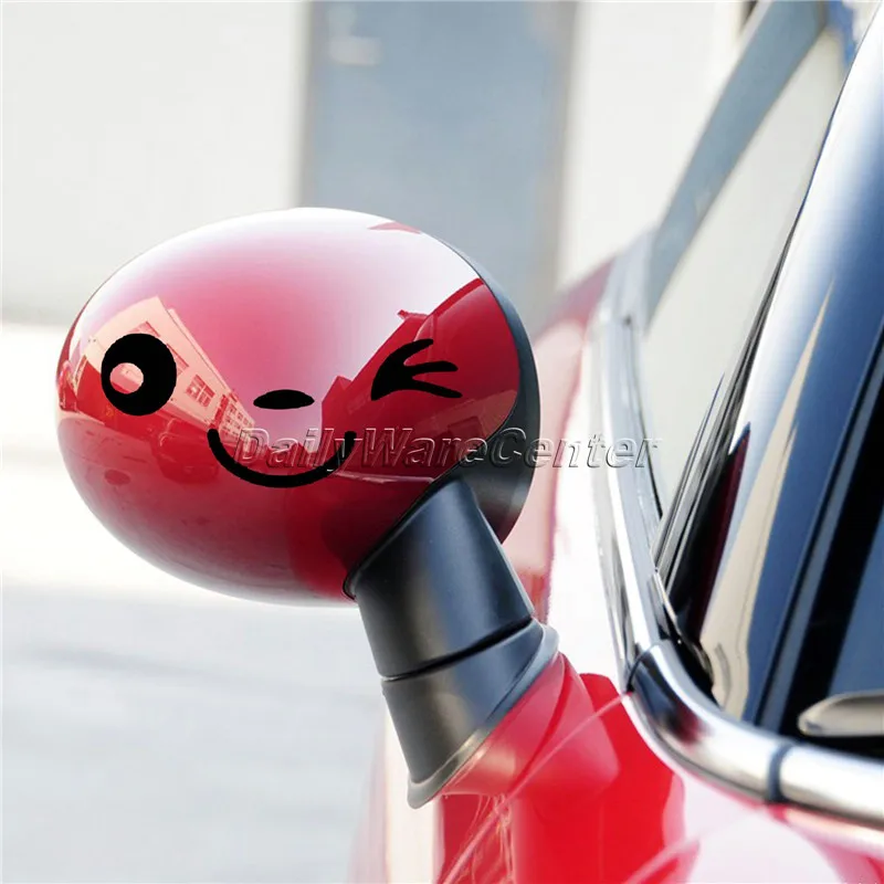 Черный Автомобильный Стайлинг милая забавная улыбка 3D боковое зеркало