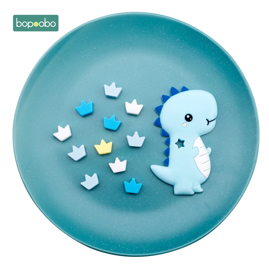 Bopoobo3PC силиконовый Силиконовый грызунок, милый динозавр, бусина, детские удобные аксессуары, может Жевательная еда, класс, игрушка для ванны, сделай сам, ожерелье, подарок