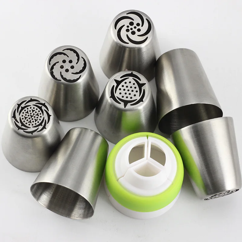Mujiang 7Pcs/Set New Flower Russian Nozzles Icing Piping Pastry Tips 1Pcs Coupler Cupcake Decorating Dessert Baking Tools - купить по