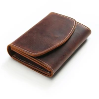 vintage small wallet for men top cow leather short purse with zipper coin pocket solid genuine leather organizer wallets