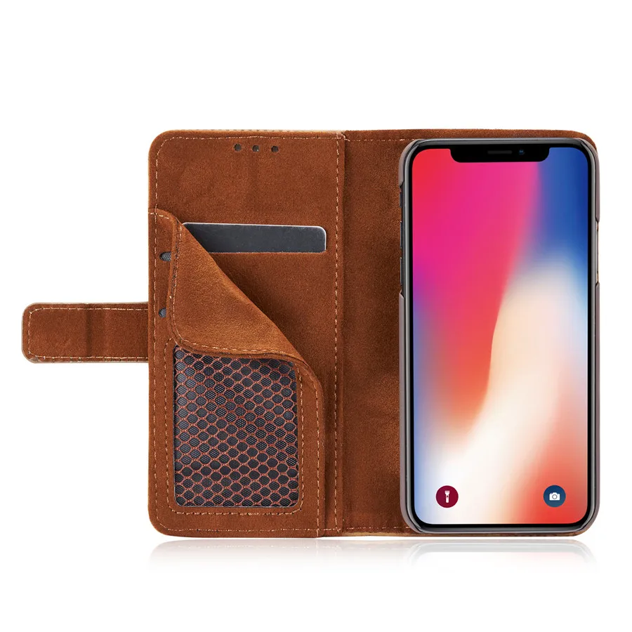 Для Iphone Xs Max Xr 8 7 6 6s Plus 5g Se Ретро Сетка искусственная кожа + Поликарбонат ремесло