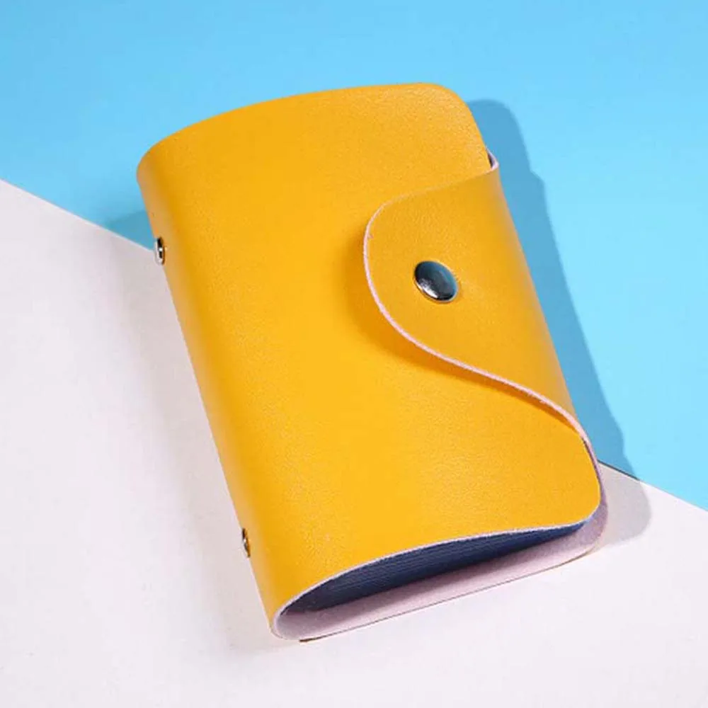Yellow Модный чехол для карт из искусственной кожи с функцией 24 бита, бизнес-держатель для карт для мужчин и женщин, сумка для кредитных карт, карт, ID, паспорта, карт, кошелек - Цвет: Yellow