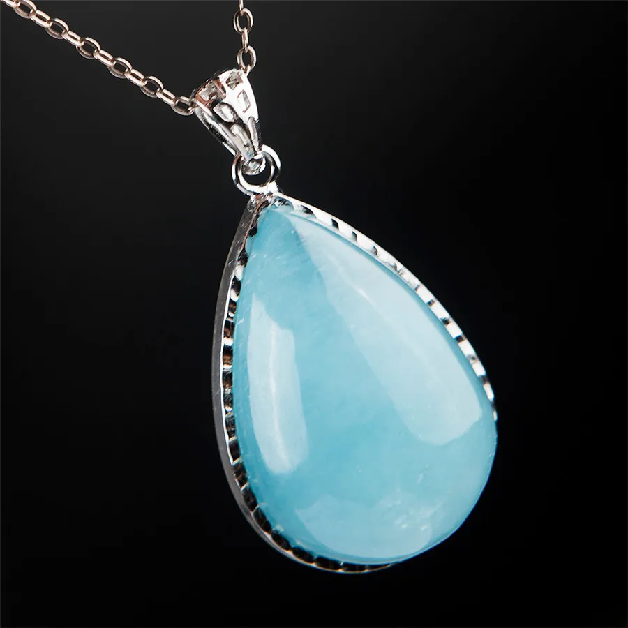 Подлинные натуральные синие камни океана серебряные женские бусины в форме