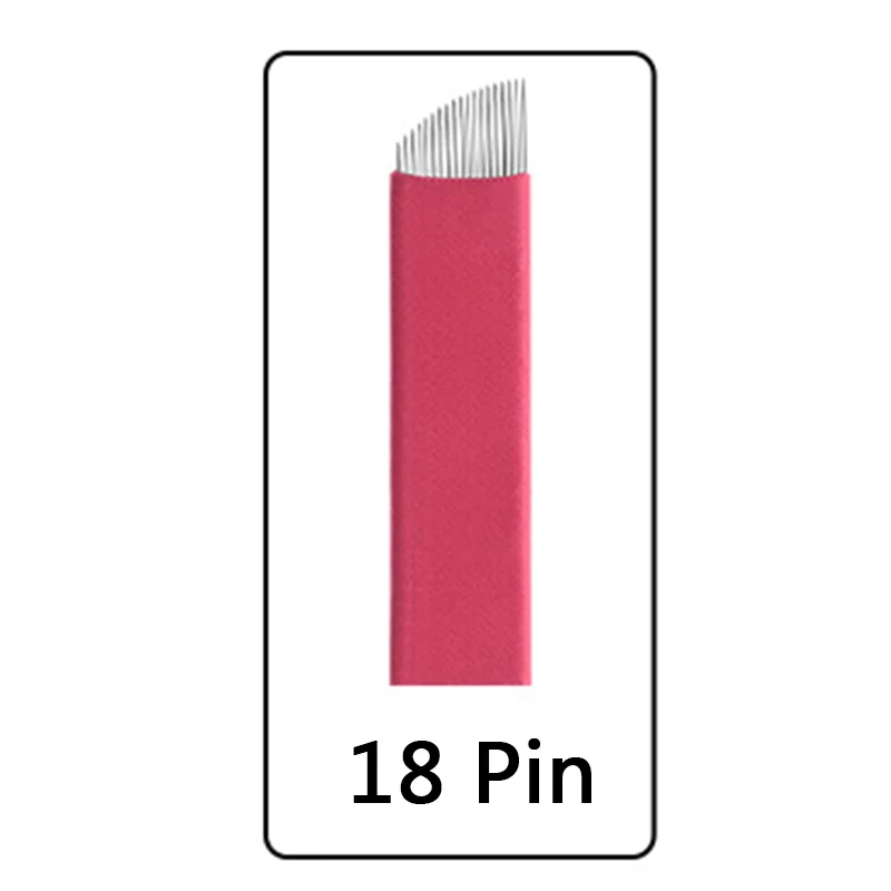 18 Pin 200 шт. 0,18 мм Nano LAMINA MICRO 12 FLEX красный микроблейдинг иглы для бровей Agulhas микроблейдинг tebori Permannet ручка-держатель игл - Габаритные размеры: 18 Pin