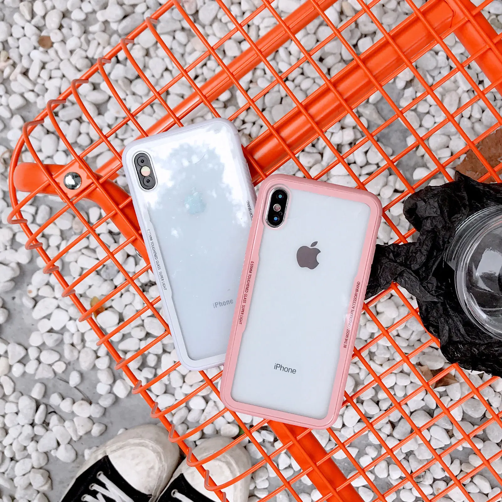 For iPhone X 8 6s 7 Plus Cover Hybrid Soft Silicone Bumper Clear Back Tempered Glass Case |