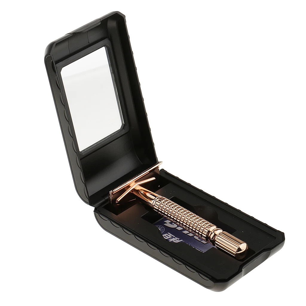 

Двойной край безопасности бритва сплав Мужская Ручная Бритва Ручка с лезвием золото