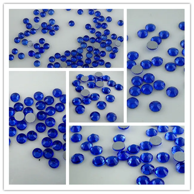 Фасетированные стеклянные кристаллы сапфирово-синего цвета AAAA 2-6 мм с плоской задней стороной для украшения мобильных устройств, ногтей, одежды, обуви и сумок - 144 шт.