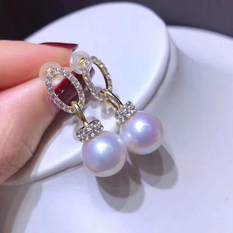 Серьги-подвески женские из серебра 925 пробы с жемчугом