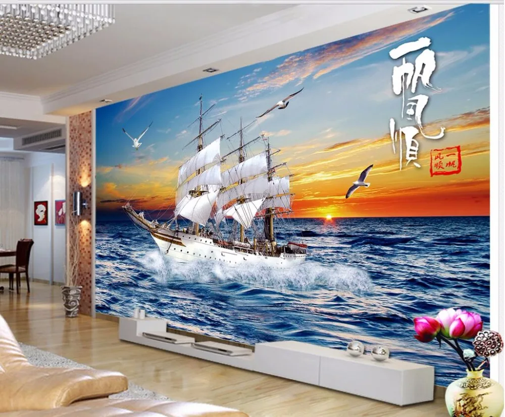 Настенные 3D обои на заказ вертикальные горизонтальные морские гладкие парусное