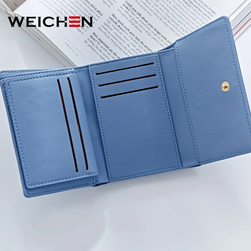 WEICHEN Thirfolds для женщин кошелек из мягкой кожи дамы тонкая кредитница цвет красного