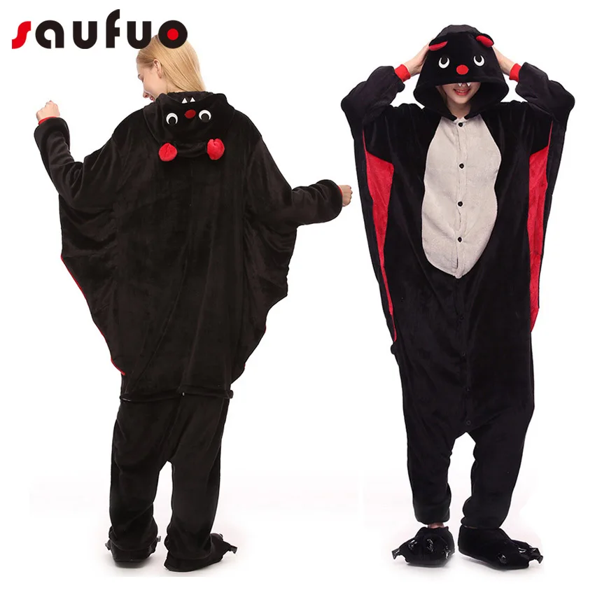 Bat унисекс с капюшоном Косплэй Onesie для Для женщин взрослых кигуруми зимняя Пижама