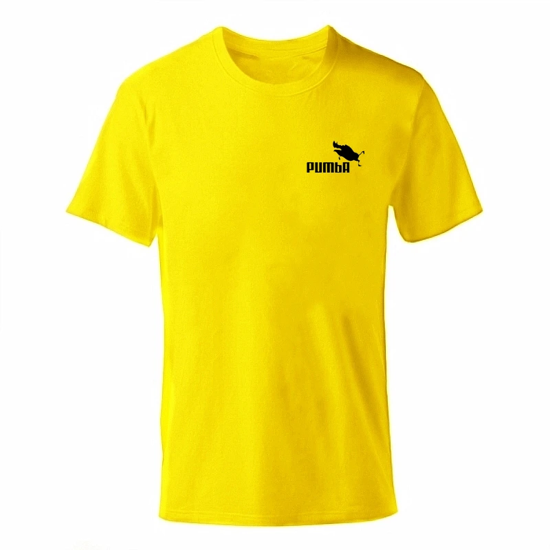 yellow ENZGZL Новая Летняя мужская футболка из хлопка, Мужская футболка с принтом Пумба, футболка с коротким рукавом и круглым вырезом, черная футболка для мальчиков - Цвет: yellow
