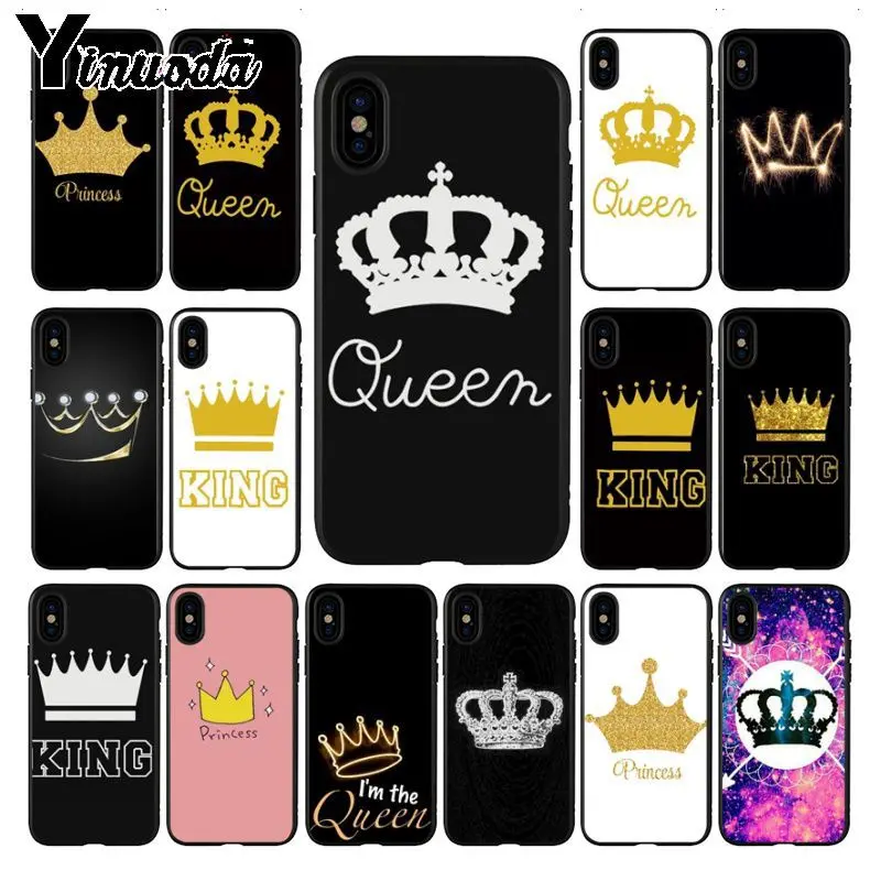 Yinuoda King Queen фото Мягкий силиконовый чехол для iphone 8 7 6 6S Plus 5 5S SE XR X XS MAX Coque