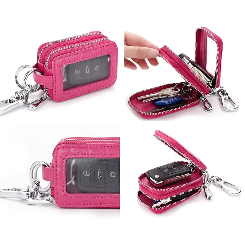 Держатель для ключей из натуральной кожи с двойной молнией|wallet key holder|bag holderkey holder |