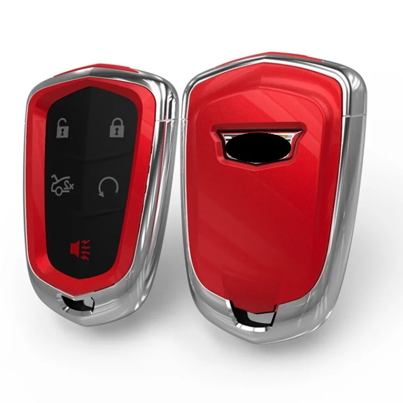 Red cover Ключ чехол в виде ракушки сумка брелок держатель для Cadillac ESV Cadillac Escalade CTS XTS SRX от АТС CT5 XT5 XT6 пульт дистанционного управления смарт-ключ - Название цвета: Red cover