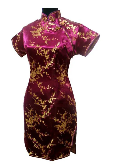 Black Traditional Chinese Women Qipao Dress Sexy Short Mini Cheongsam Handmade Button Flower Large Size 3XL 4XL 5XL 6XL images - 6