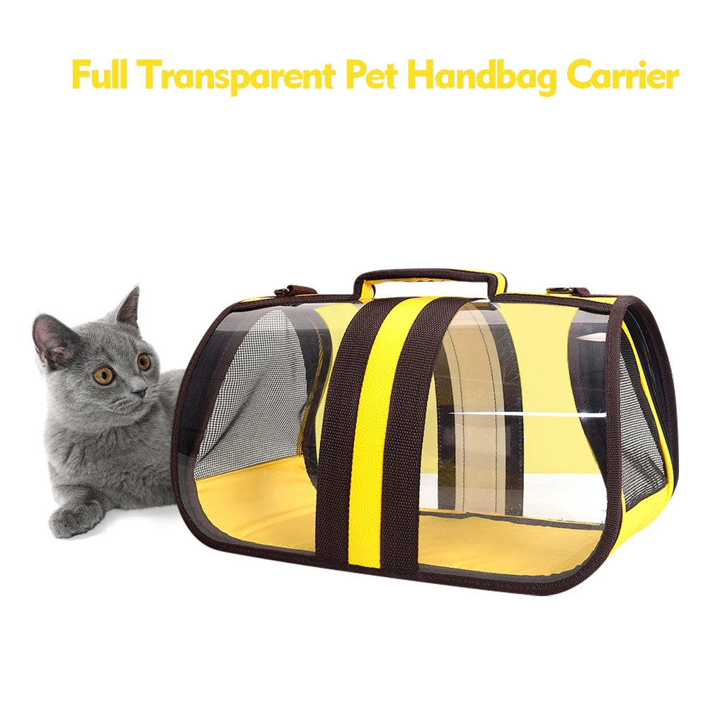 Pet Backpack Carrier Visible Transparent Foldable Handbag Cats Small Dogs Large Space Light Weight Breathable Shoulder Travel | Дом и сад