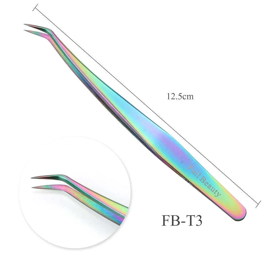 FB-T3 1 шт. Профессиональный пинцет для бровей из нержавеющей стали Радужный ультра точный Пинцет для наращивания ресниц Пинцет инструменты для макияжа CHFB1-4 - Цвет: FB-T3