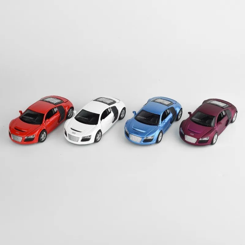 1:32 Aud R8 сплав металла автомобили Модель Музыка тянет обратно освещение и звук