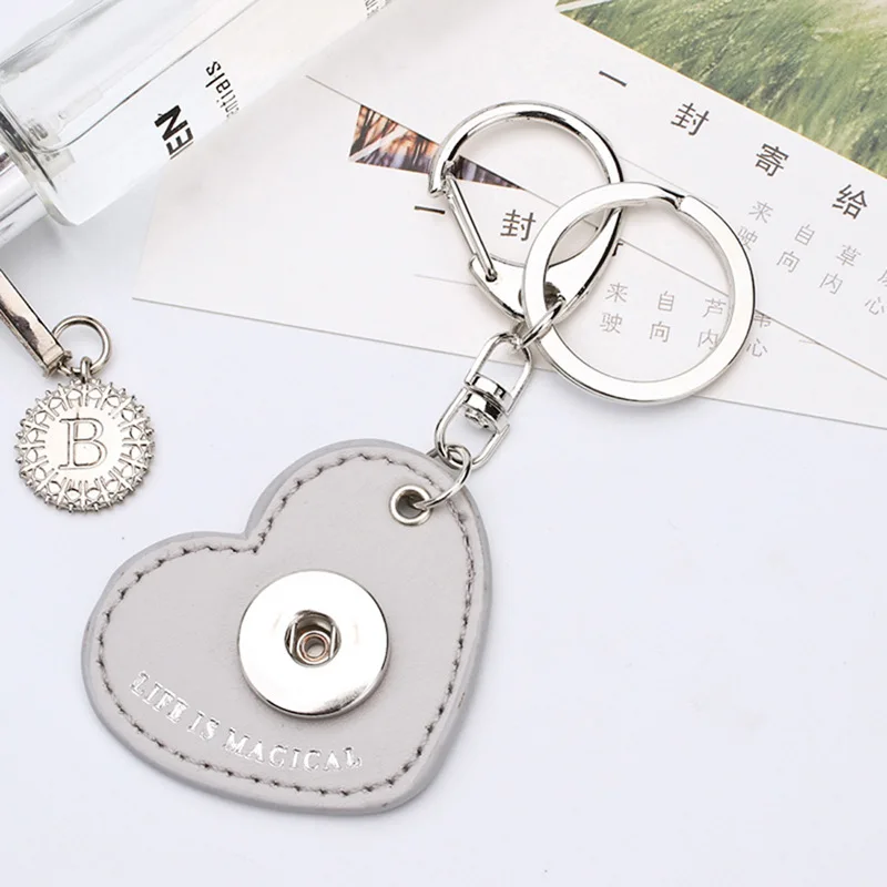 Модный 8 видов цветов Брелок с сердечком кожаный брелок кнопками подходит для DIY 18