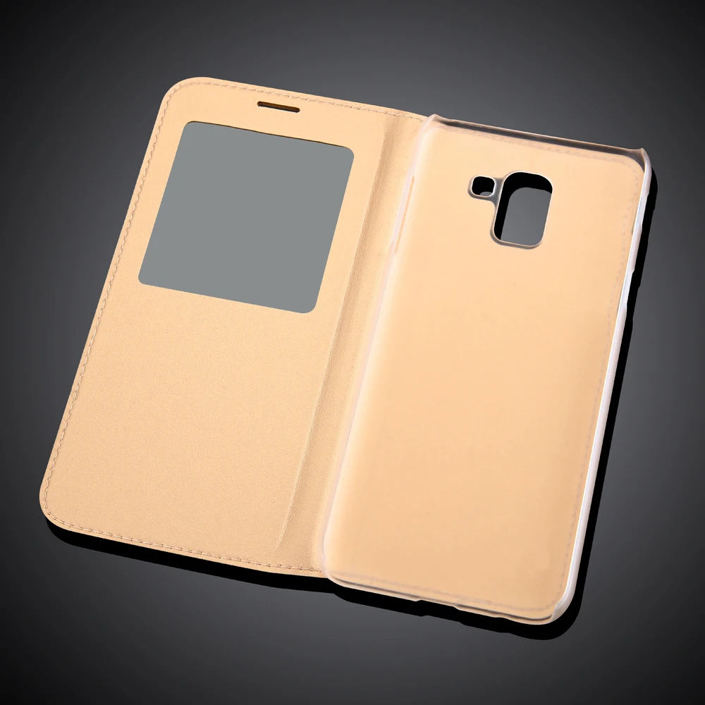 Hot Selling View Window PU Leather Case For Samsung Galaxy J6 2018 & J7 Flip cell phone Cases | Мобильные телефоны и