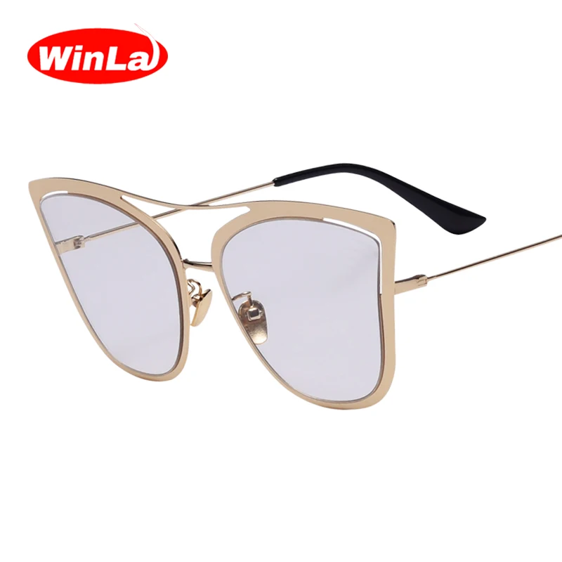 Winla New Fashion Women Cat Eye Glasses Optical Frame Luxury Brand Designer Double-Bridge Shades Clear Lens Gafas Oculos De Sol |
