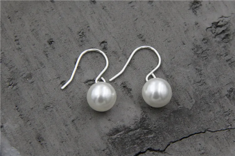 Pearl Earrings for Women Real 925 Sterling Silver Simple Beads Earring Hypoallergenic Drop Fashion Jewelry | Украшения и