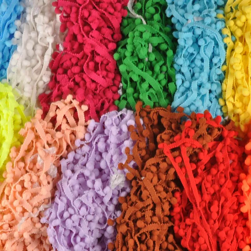 5 Yard/lot 8mm Pompon Ball Trims Ribbon Lace Farbic For DIY Sewing Accessory Handmade Crafts Wedding Decoration 12 Colors C2009 | Дом и сад