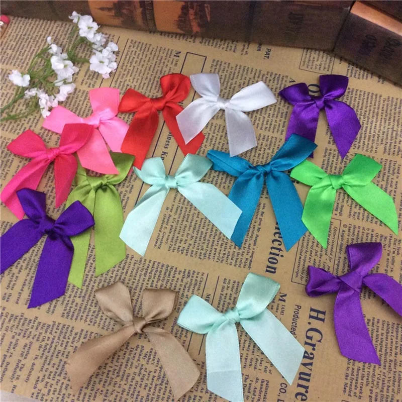 100 шт./лот ручная работа DIY предварительно завязанная сатиновая подарочная лента