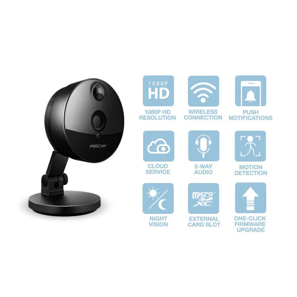 2018 Foscam C2 HD 1080 P безопасности Wi Fi ip камера с iOS/Android App ночного видения ПИР