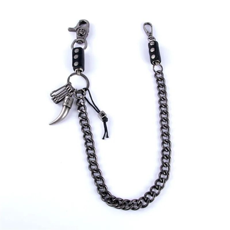 Biker Wallet Chains Wolf Tooth Charm Bicycle Belt Rock Punk Stainless Steel Motorcyle HipHop Pant Jean Chain Men 2019 DR07 | Украшения и