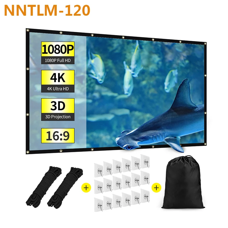 NNTLM 120 проектор экран 'ཌ:9 FHD 4K 265*149 см складной Анти crease портативный для