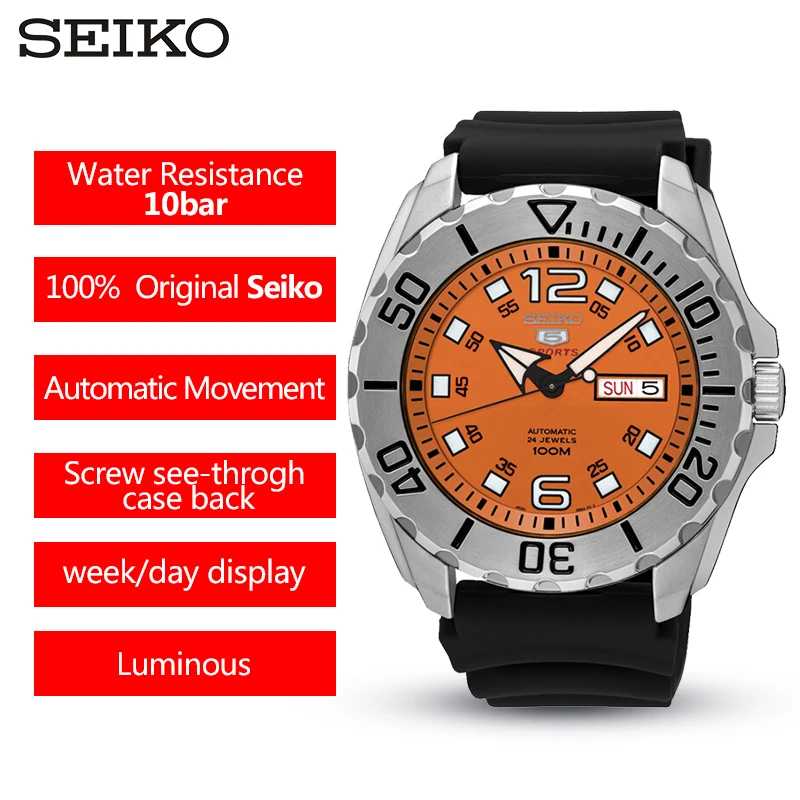 100% Оригинальные SEIKO 5 автоматические часы из нержавеющей стали 100 м Дайвинг Спорт