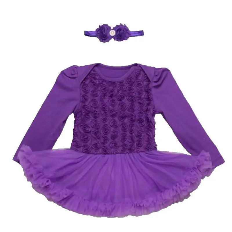 Розовый Платье для маленьких девочек розы Кружево малыша Комбинезоны малышек