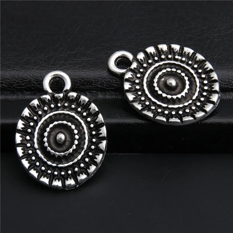 20 шт серебряный цвет цинковый сплав Круглые Подвески солнце кулон для